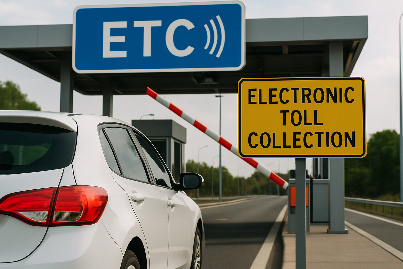 Electronic toll collection system in use
